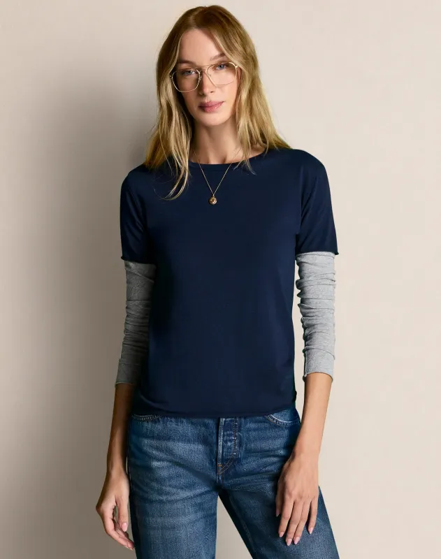 Virginia Long Sleeve - Midnight With Grey made by Re/Done