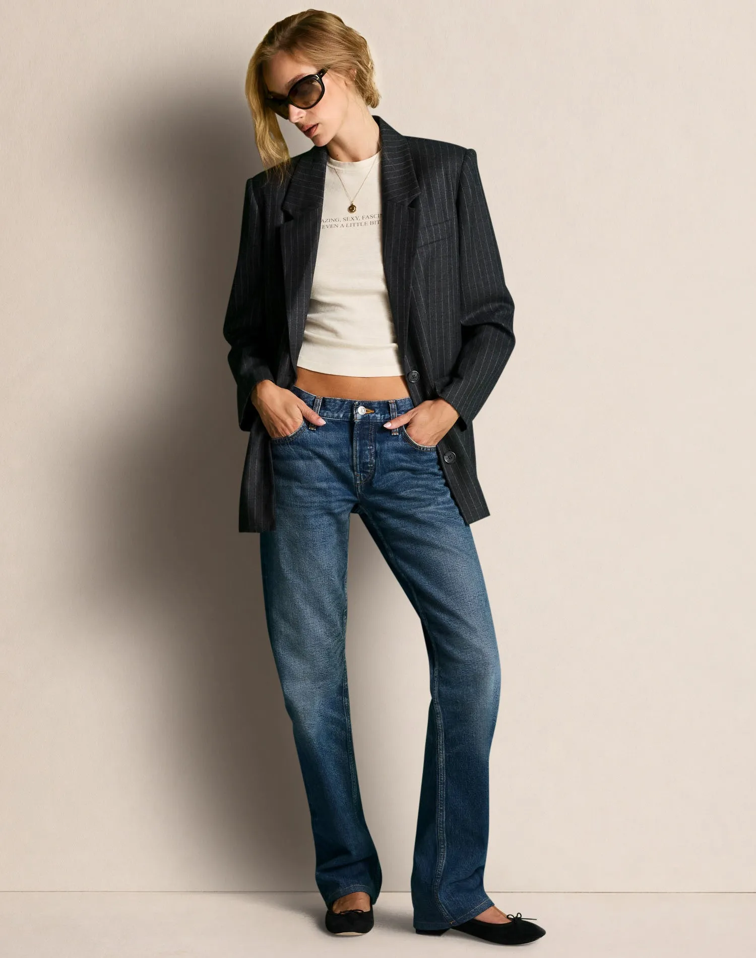 Didion Blazer - Grey Pinstripe sold by Re/Done product image thumbnail 2