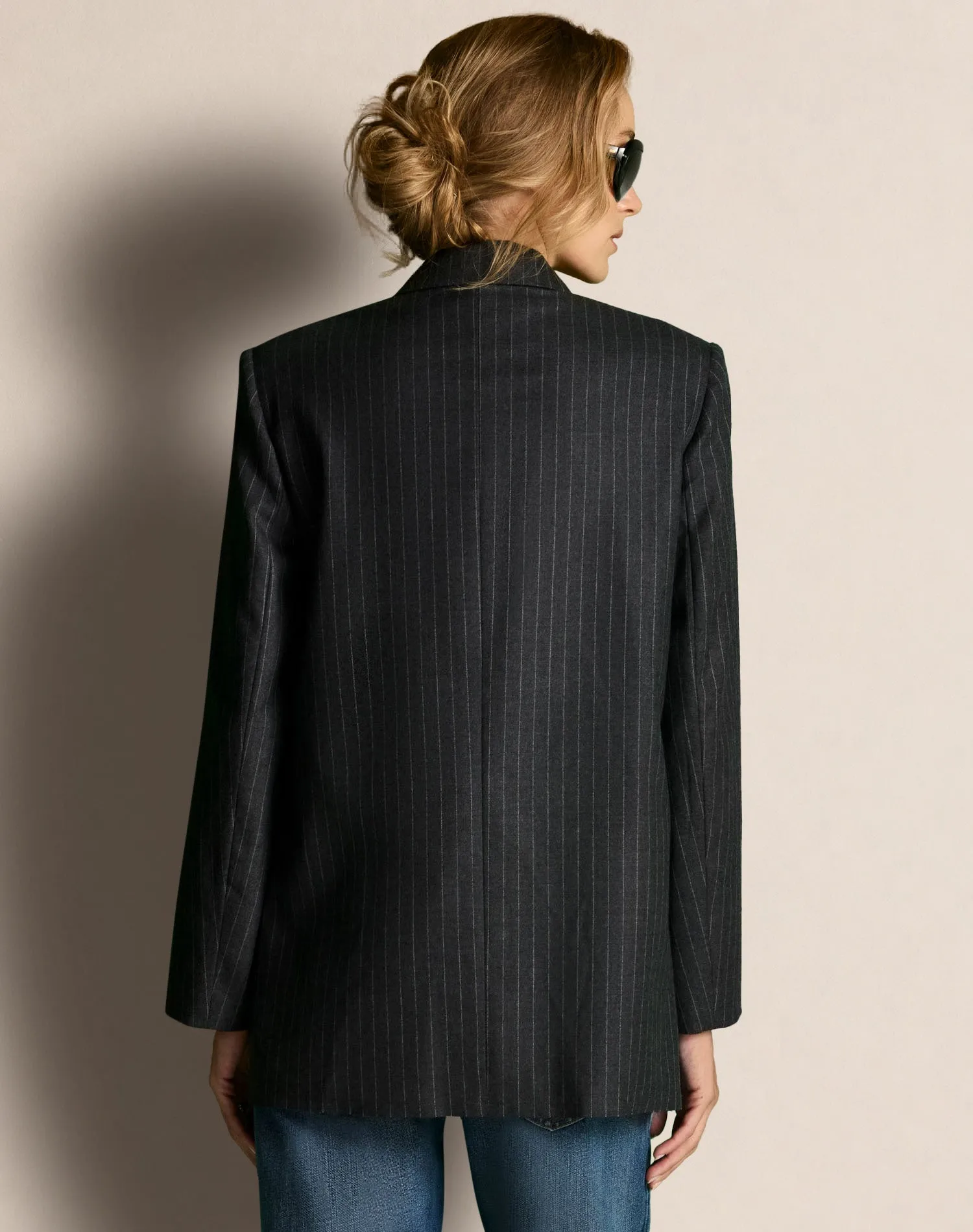 Didion Blazer - Grey Pinstripe sold by Re/Done product image thumbnail 3