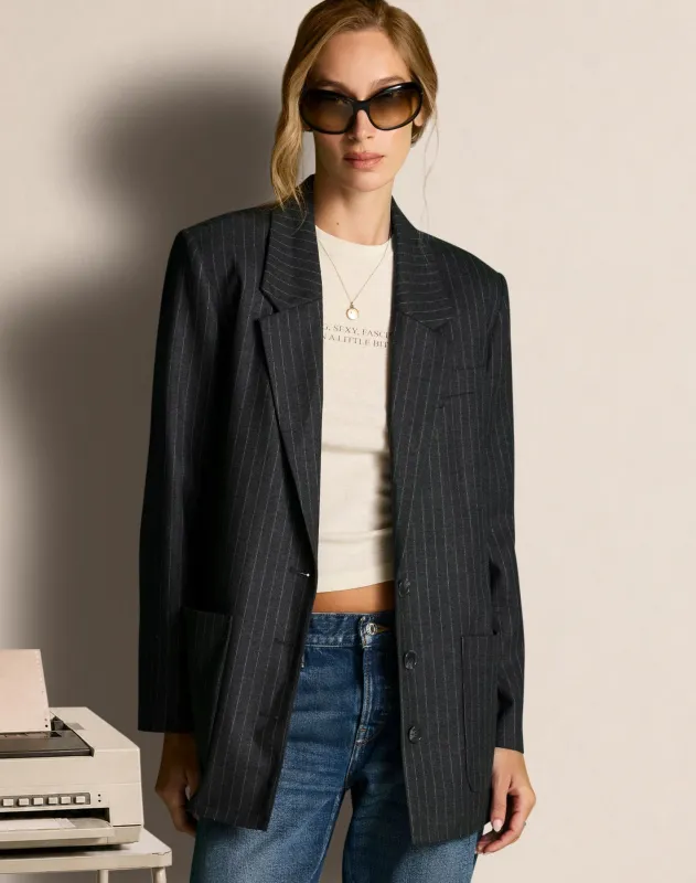 Didion Blazer - Grey Pinstripe made by Re/Done