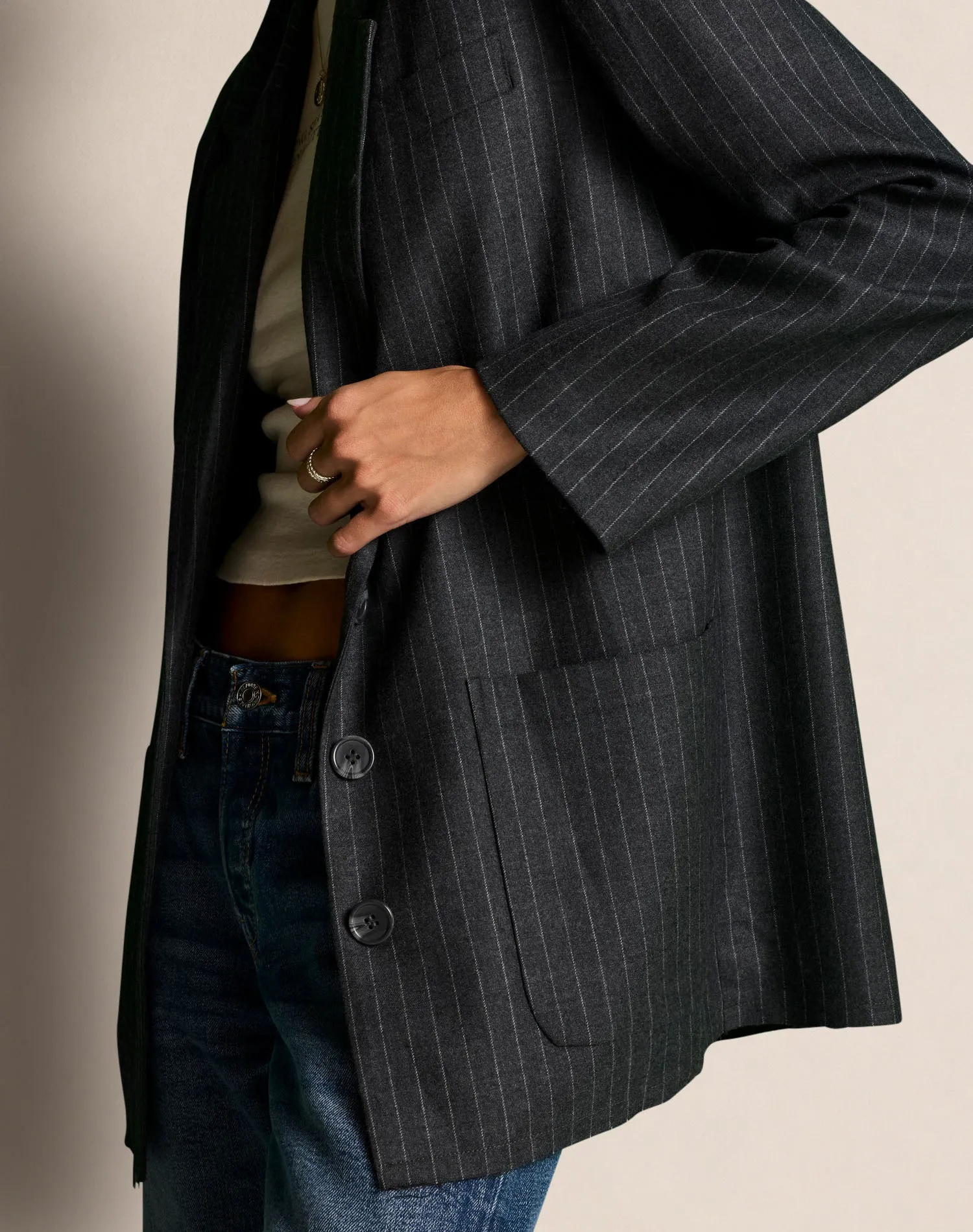 Didion Blazer - Grey Pinstripe sold by Re/Done product image thumbnail 4