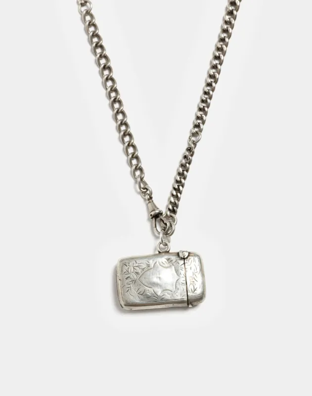 1900s Sterling Victorian Engraveable Match Safe Necklace made by Re/Done