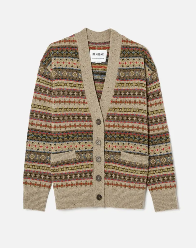 90s Oversized Cardigan - Gravel Ruby Multi made by Re/Done