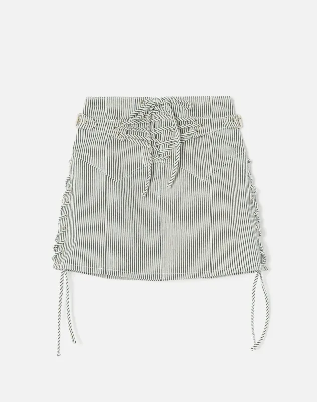 70s Lace Up Skirt - Railroad Stripe made by Re/Done