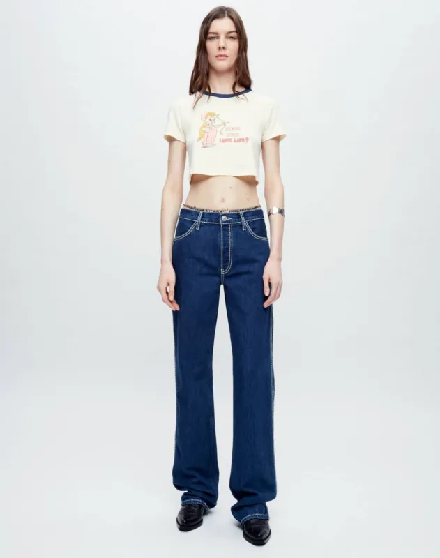 Micro Tee "Love Life" - Vintage Ivory with Midnight sold by Re/Done