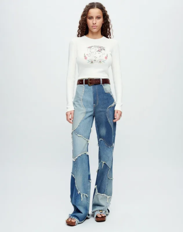 90s Baby Long Sleeve "Hold Your Horses" - Vintage White sold by Re/Done