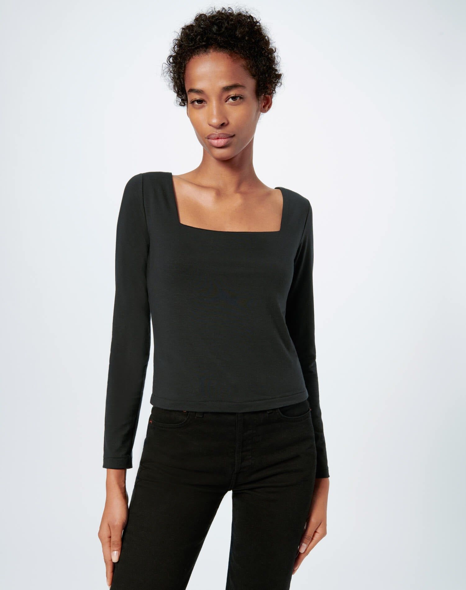 80s Square Neck Long Sleeve Tee - Black sold by Re/Done product image thumbnail 4