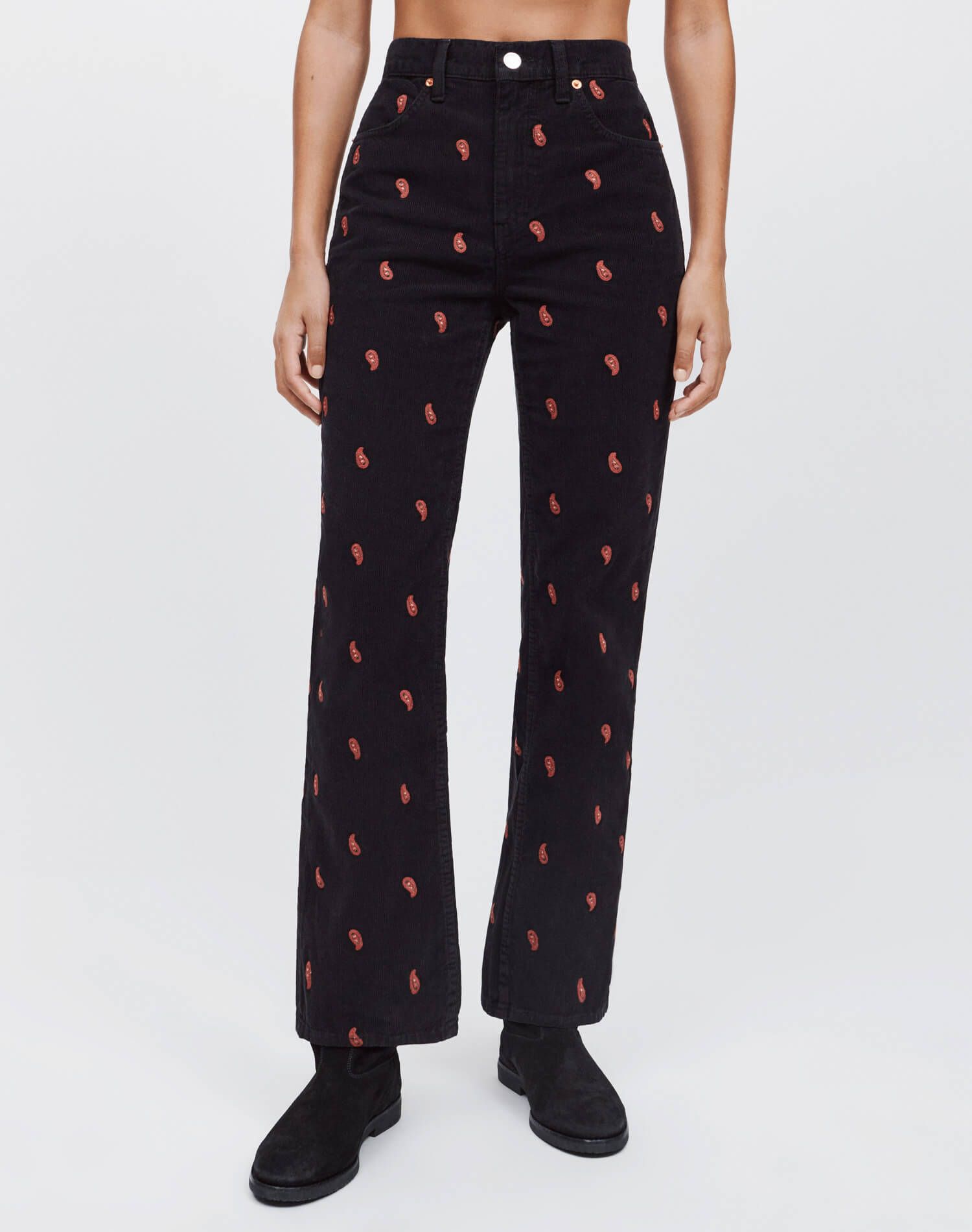 70s Corduroy Loose Flare - Washed Black with Embroidery sold by Re/Done product image thumbnail 3