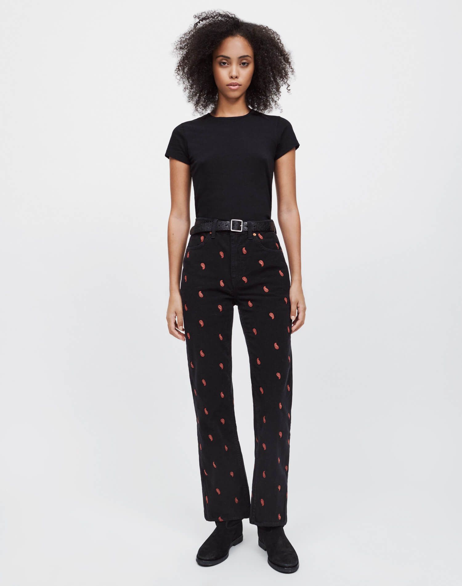 70s Corduroy Loose Flare - Washed Black with Embroidery sold by Re/Done product image thumbnail 4