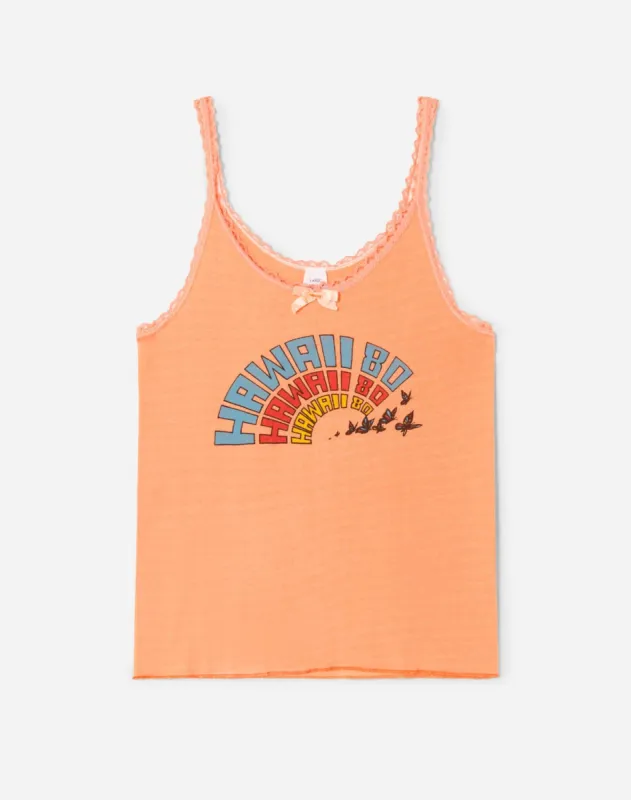 80s Lace Trim Hawaii Tank made by Re/Done