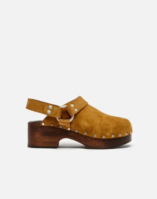 70s Studded Slingback Clog - Cuoio Suede sold by Re/Done