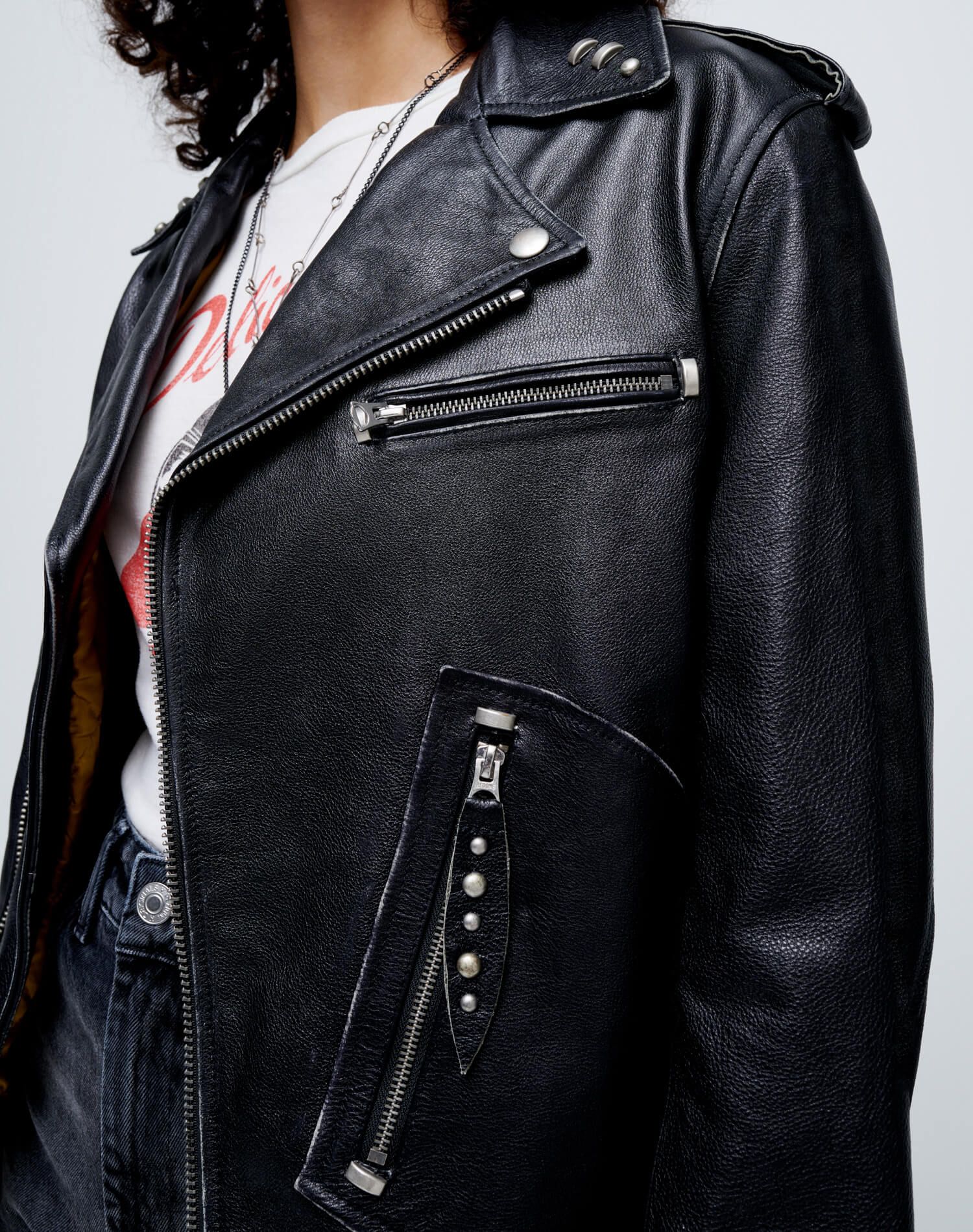 Oversized Moto Jacket - Black Leather sold by Re/Done product image thumbnail 3