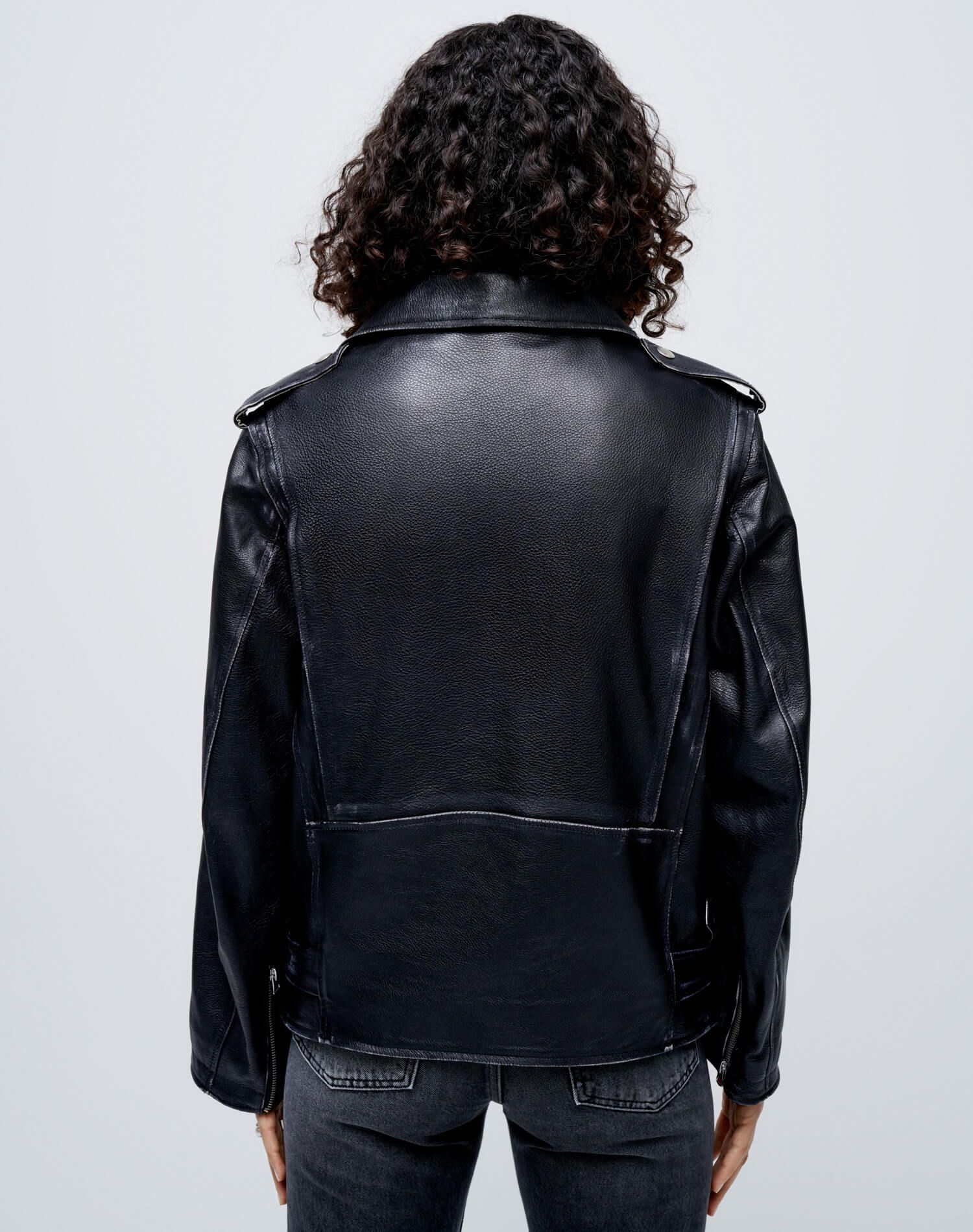 Oversized Moto Jacket - Black Leather sold by Re/Done product image thumbnail 5