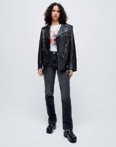 Oversized Moto Jacket - Black Leather sold by Re/Done