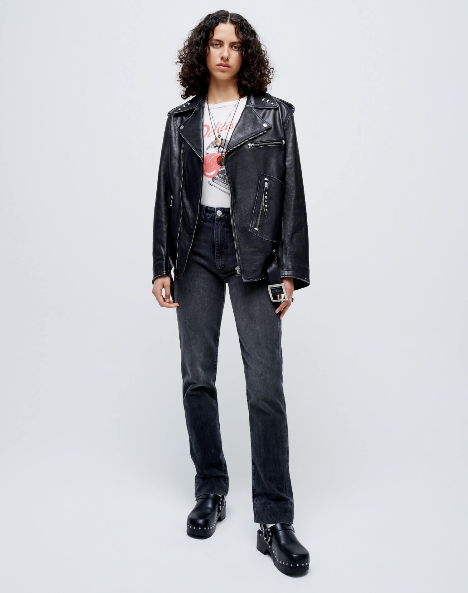 Oversized Moto Jacket - Black Leather sold by Re/Done product image thumbnail 2