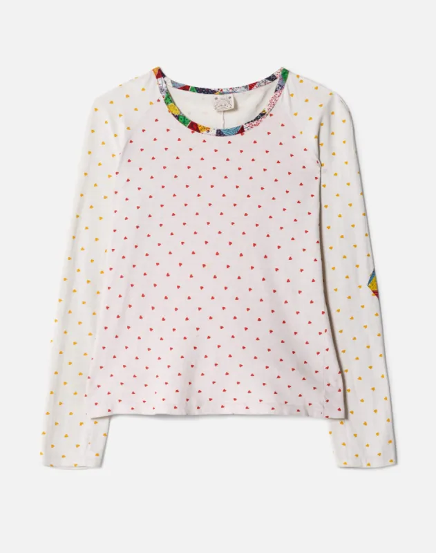 60s Heart Patchwork Long Sleeve Raglan Top sold by Re/Done