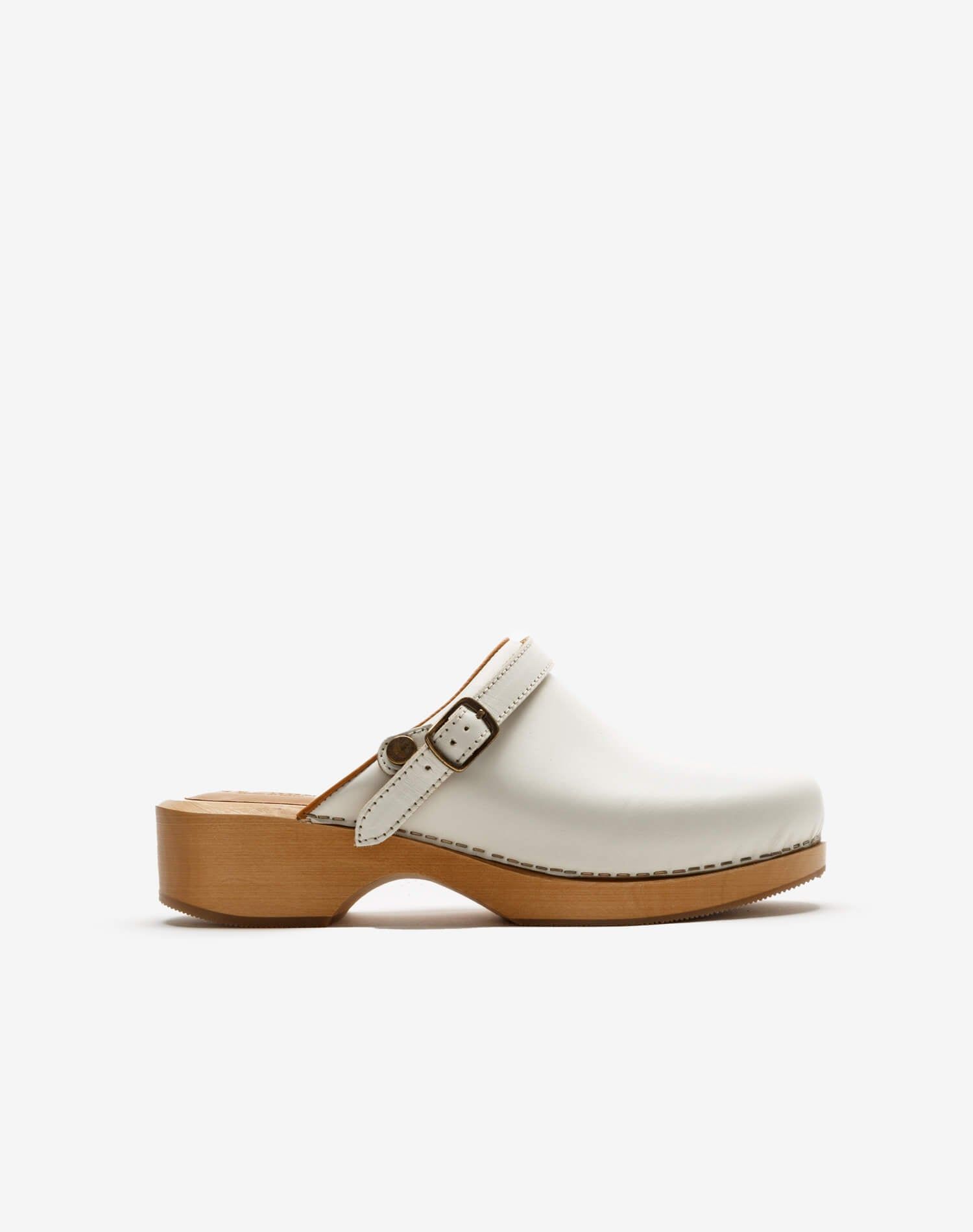 70s Classic Clog - Off White Leather sold by Re/Done