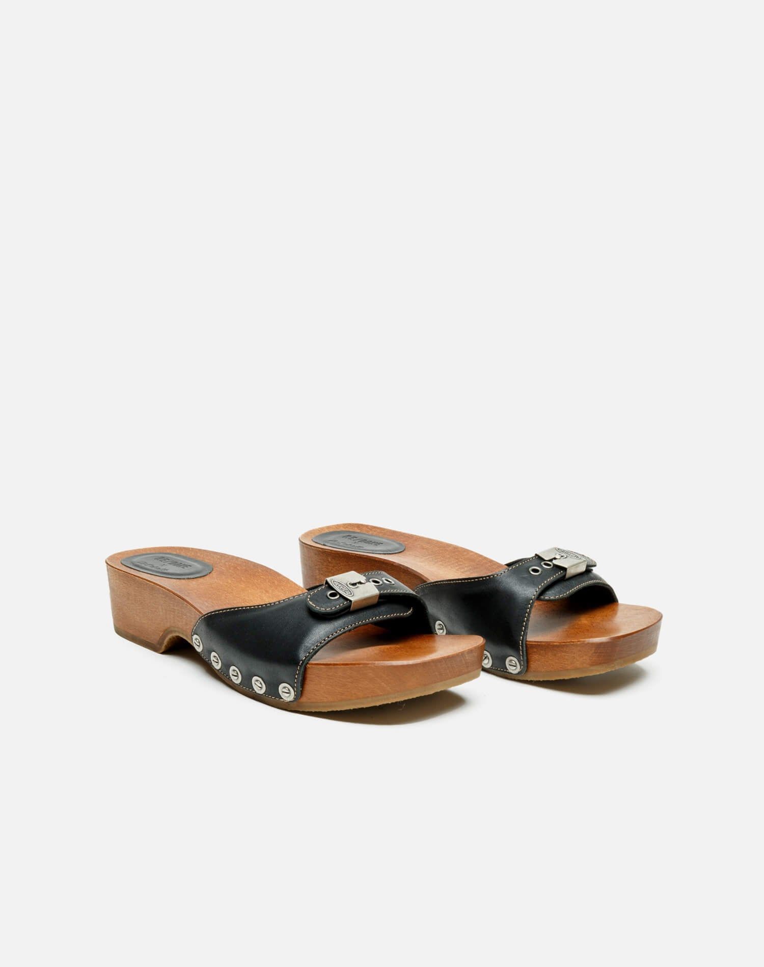 Scholl Clog Sandal - Black Leather sold by Re/Done product image thumbnail 2