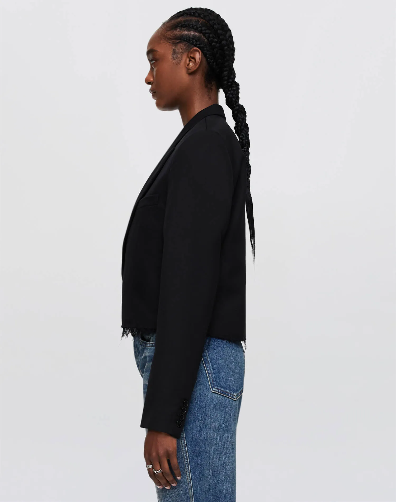 Cutoff Boyfriend Blazer - Black sold by Re/Done product image thumbnail 4