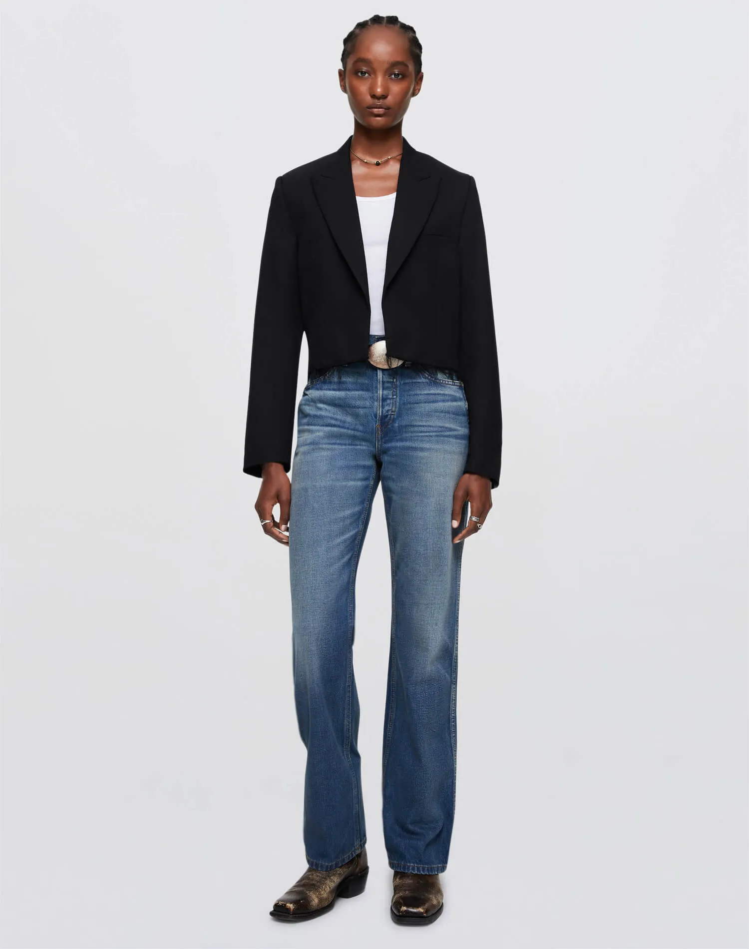 Cutoff Boyfriend Blazer - Black sold by Re/Done product image thumbnail 2