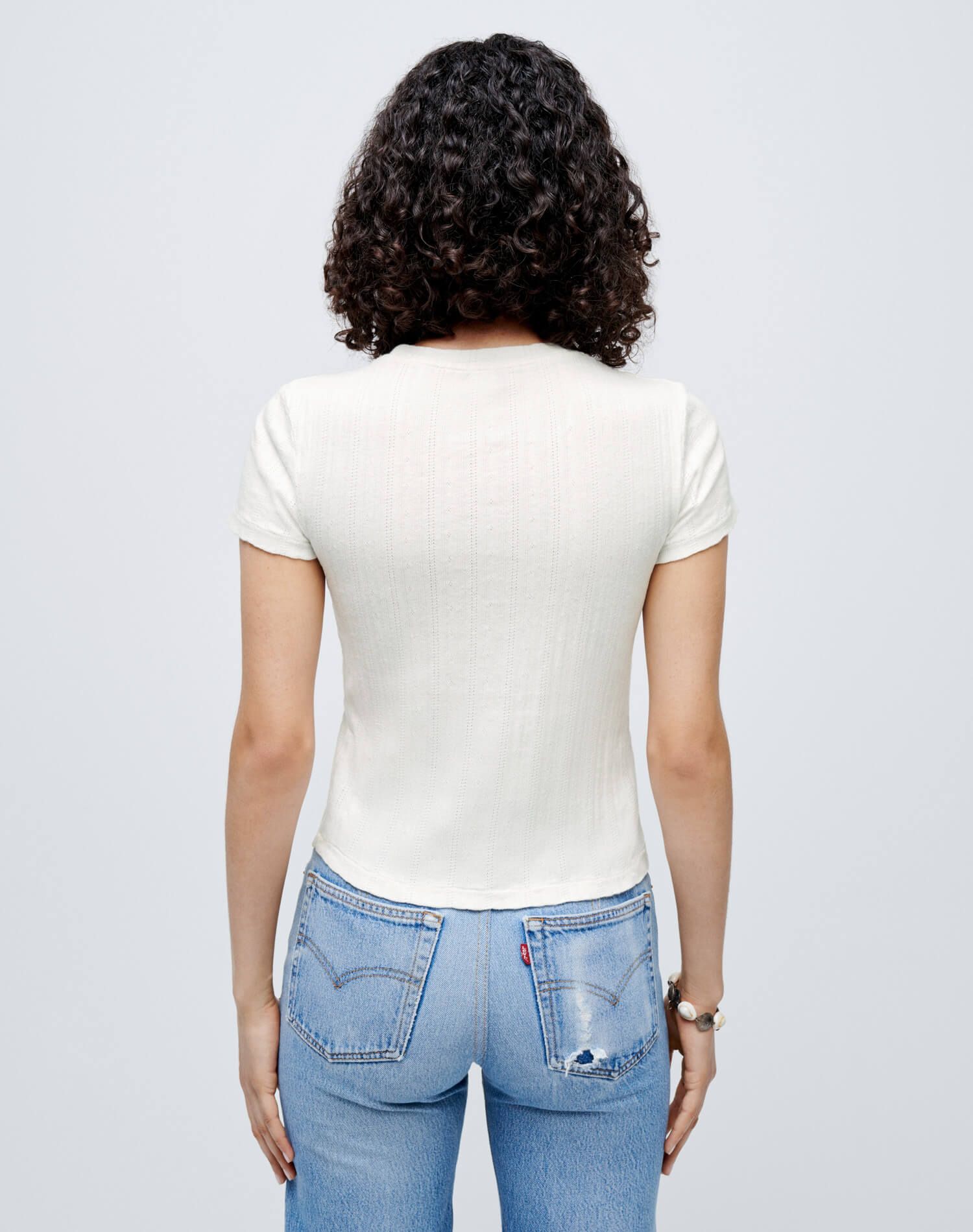 Pointelle Baby Tee - Vintage White sold by Re/Done product image thumbnail 5