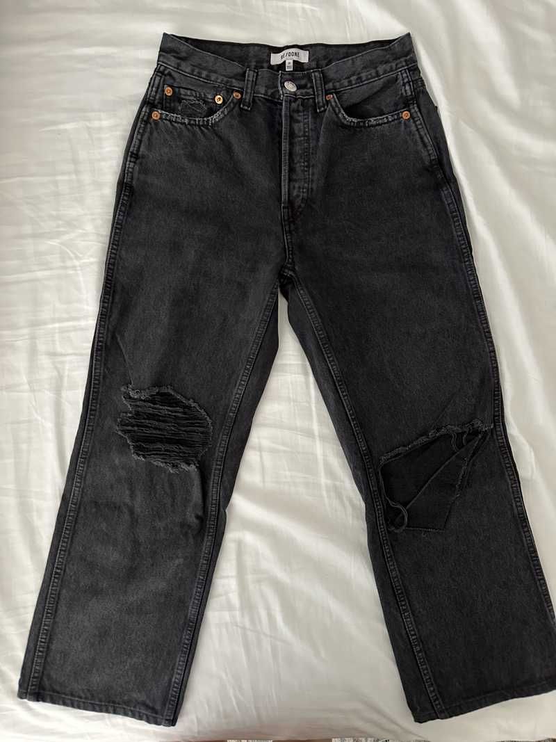 High Rise Loose - Washed Black with Rips sold by Re/Done product image thumbnail 4