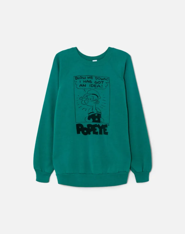 Upcycled "Popeye Idea" Sweatshirt - Green made by Re/Done