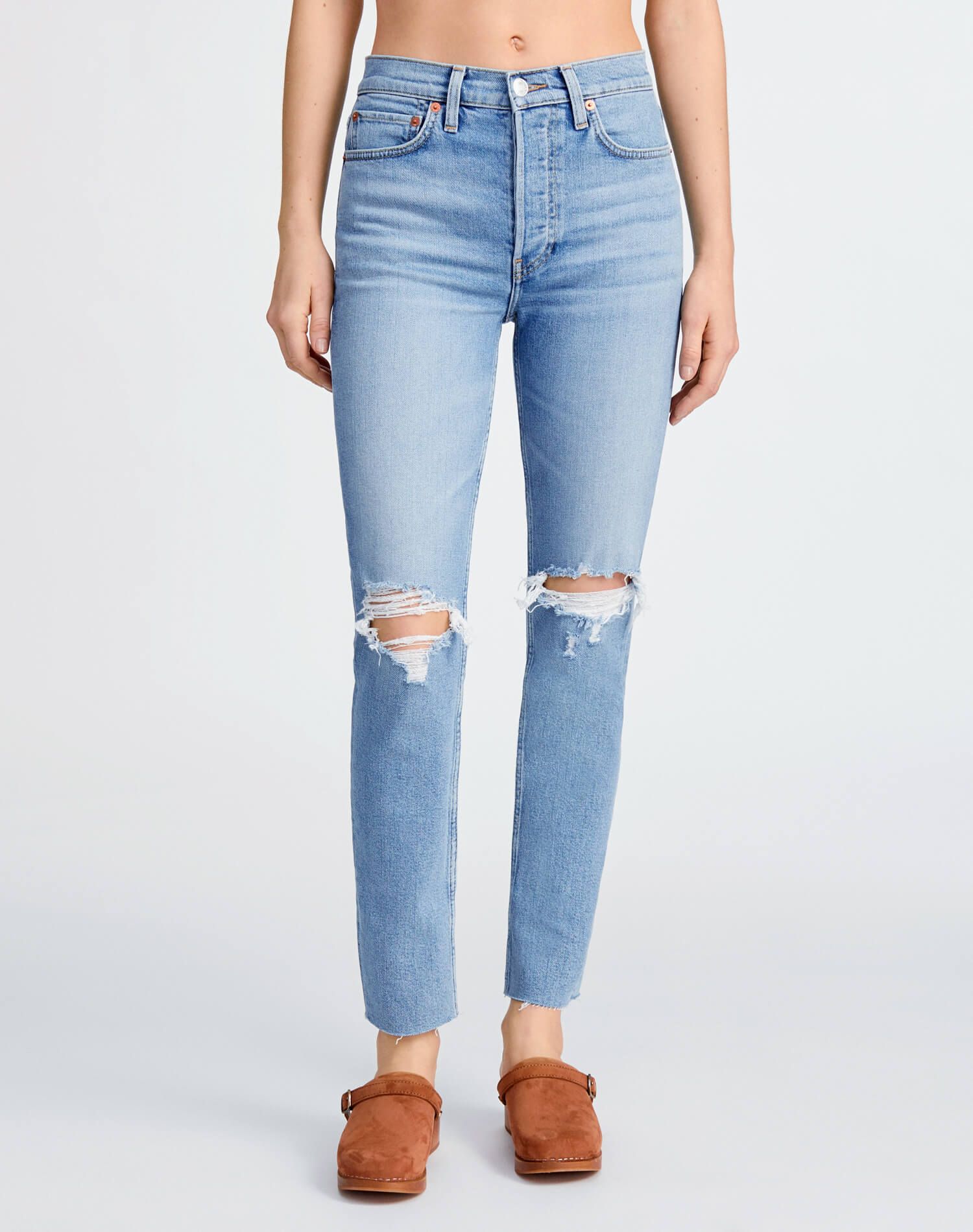 Comfort Stretch High Rise Ankle Crop - Light Dusk Destroy sold by Re/Done product image thumbnail 3