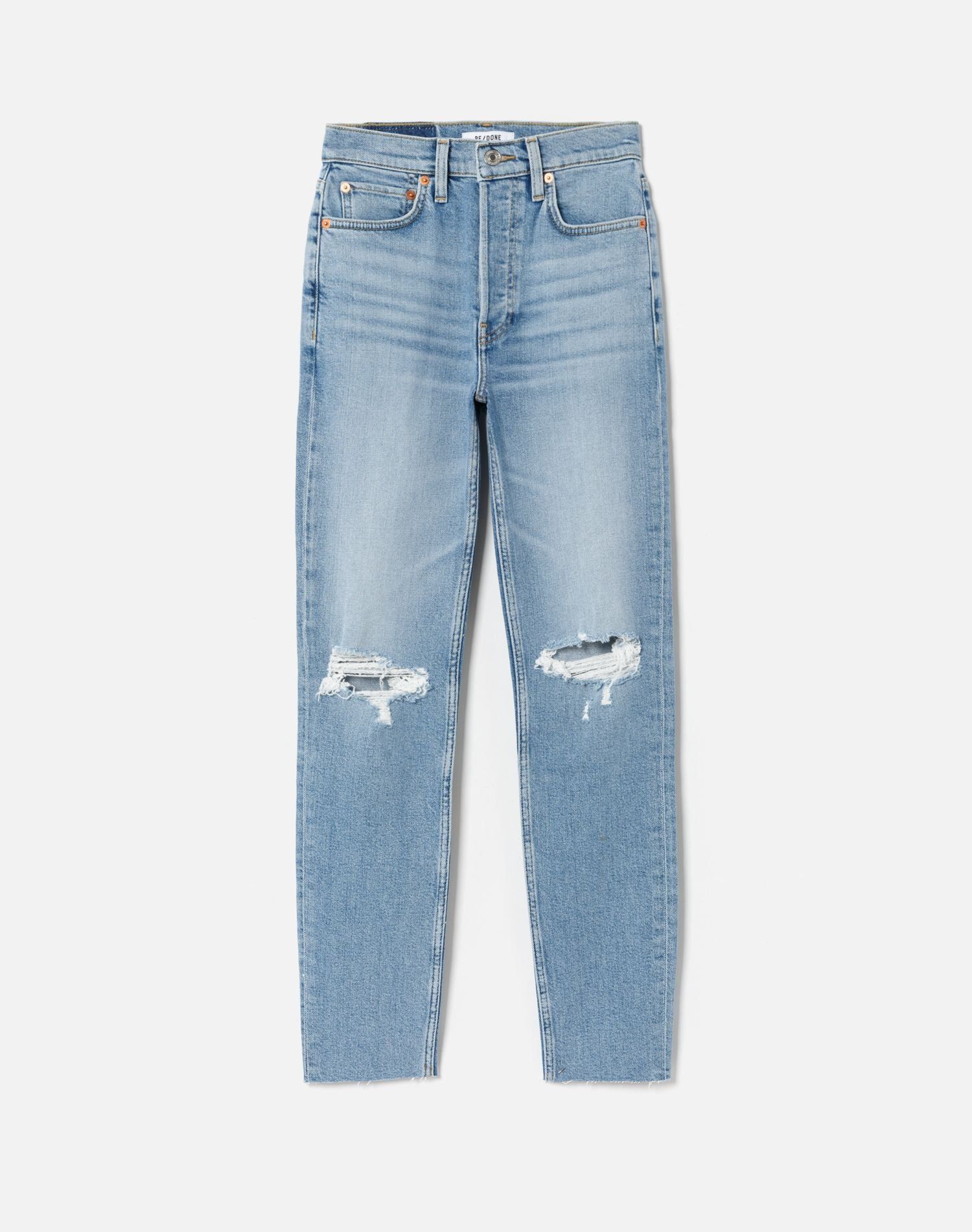 Comfort Stretch High Rise Ankle Crop - Light Dusk Destroy sold by Re/Done