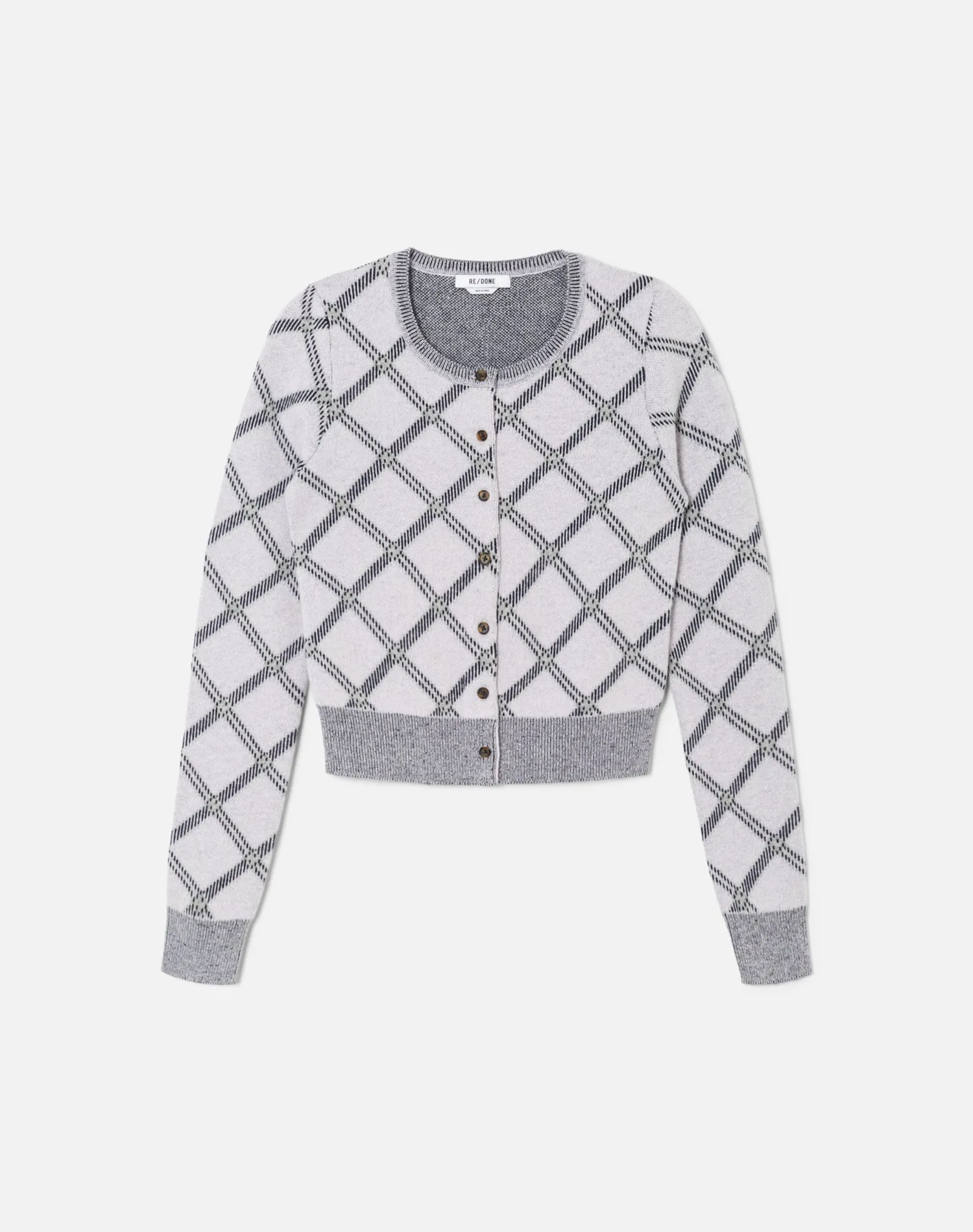 Cropped Crewneck Cardi - Lavender Combo sold by Re/Done