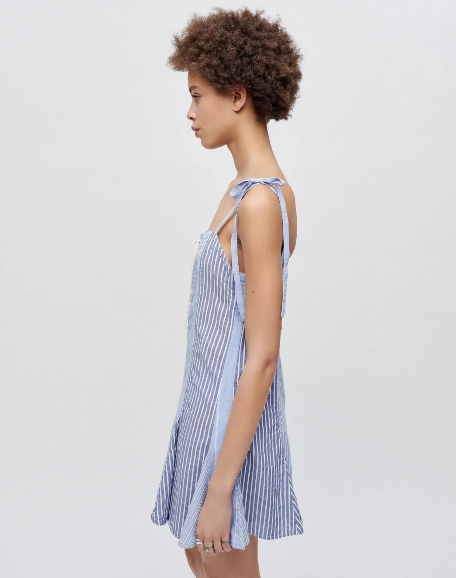 Flounce Dress - Banker Stripe Multi sold by Re/Done product image thumbnail 4