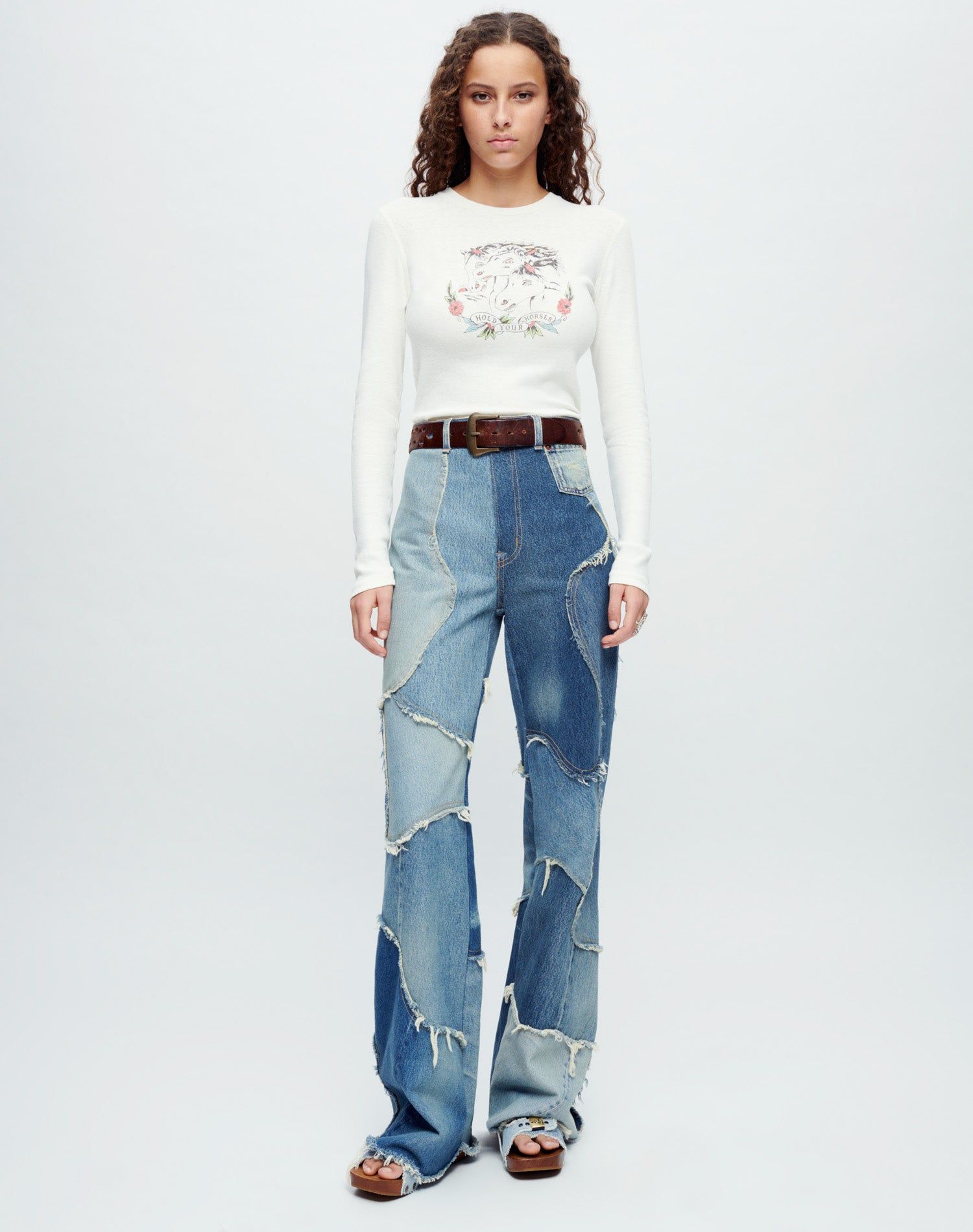 90s Baby Long Sleeve "Hold Your Horses" - Vintage White sold by Re/Done