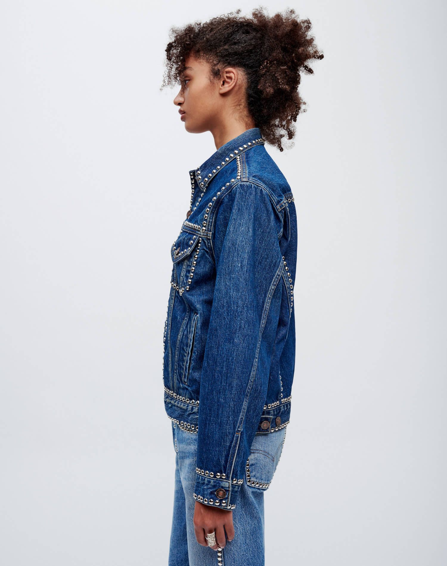 90s Oversized Trucker - Rustic Indigo Stud sold by Re/Done product image thumbnail 6