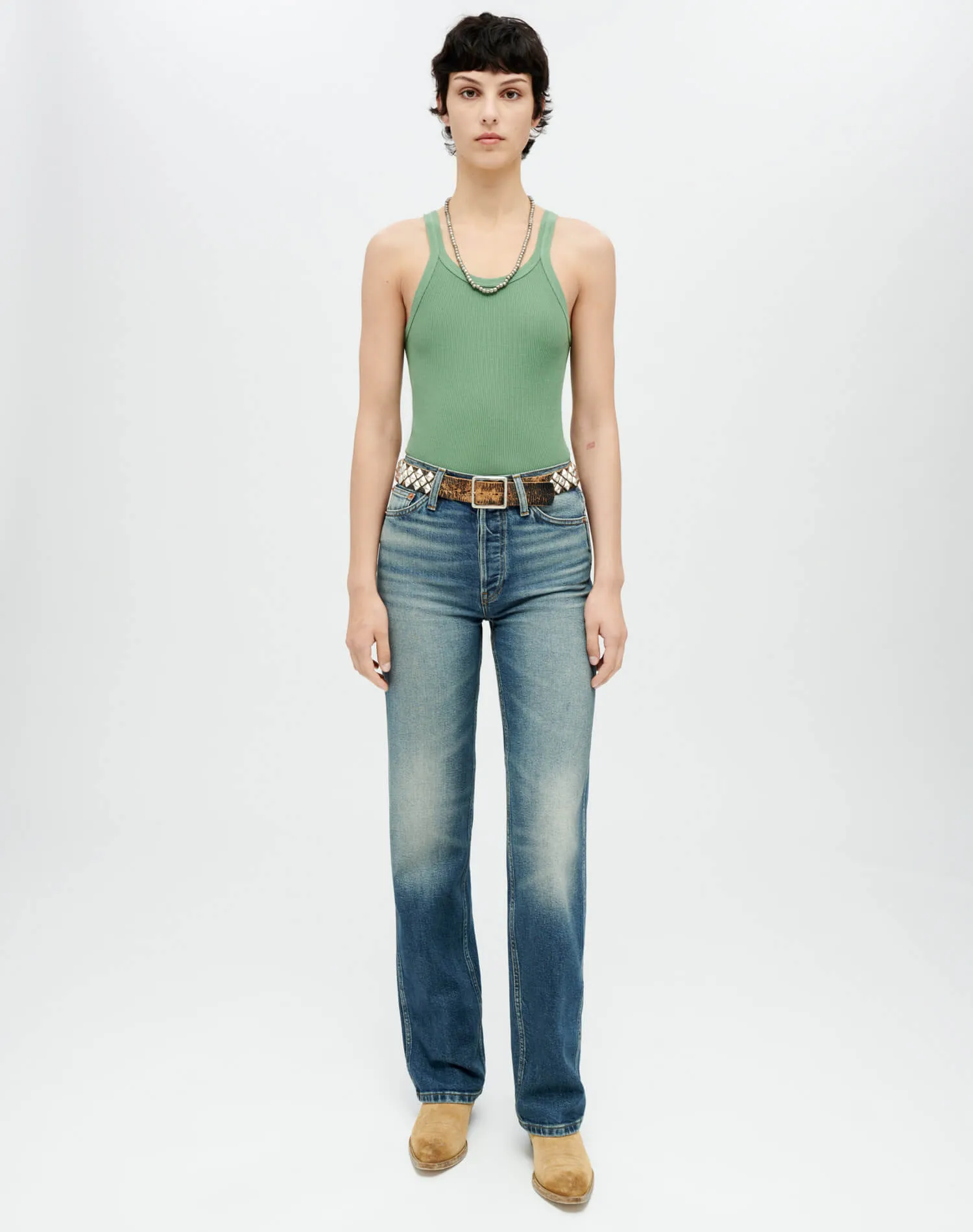 Ribbed Tank - Emerald sold by Re/Done product image thumbnail 2