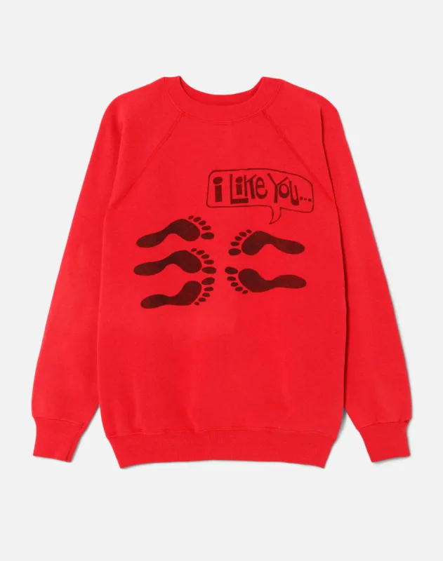 Upcycled "I Like You" Sweatshirt - Red sold by Re/Done