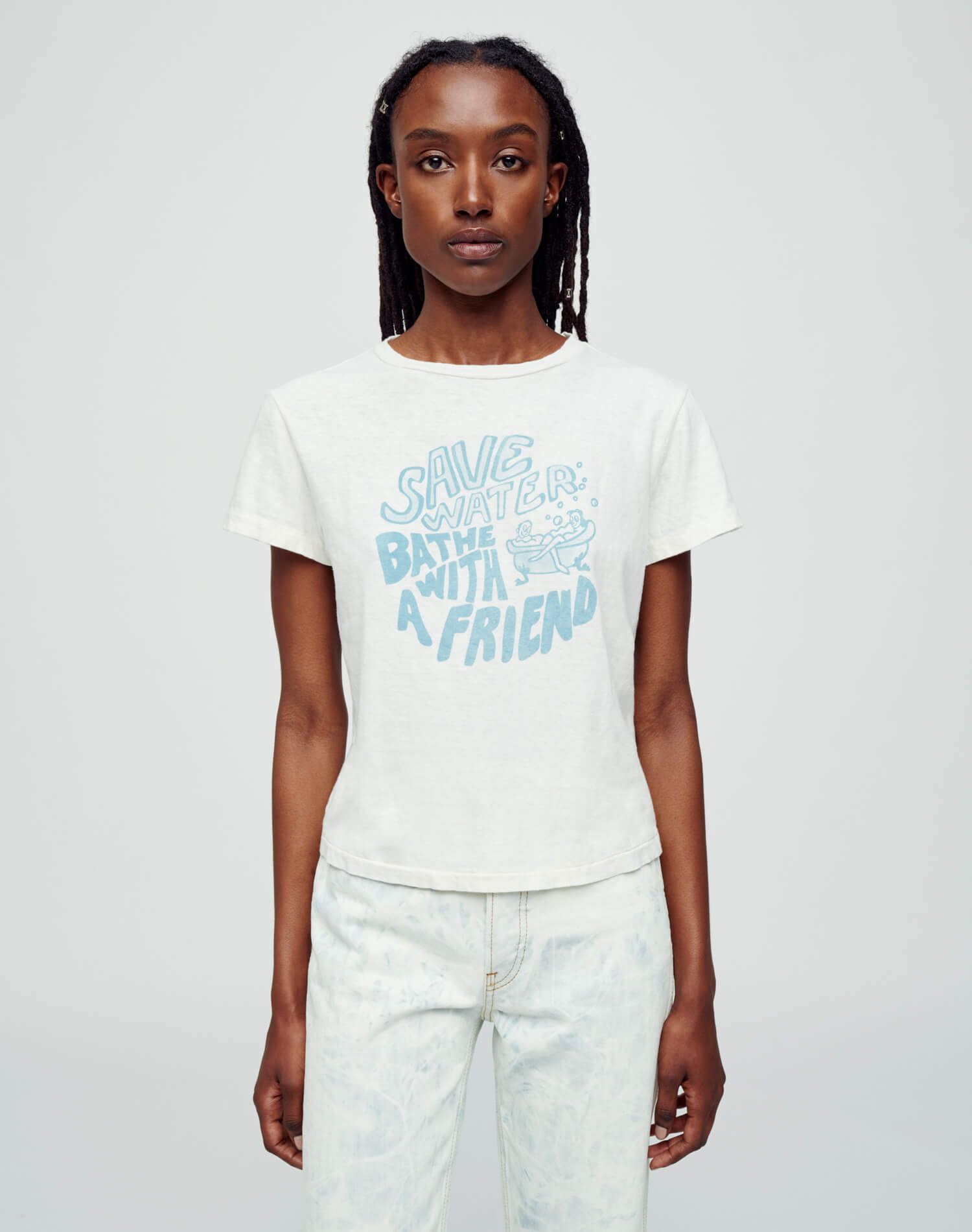 Classic "Save Water" Tee - Vintage White sold by Re/Done