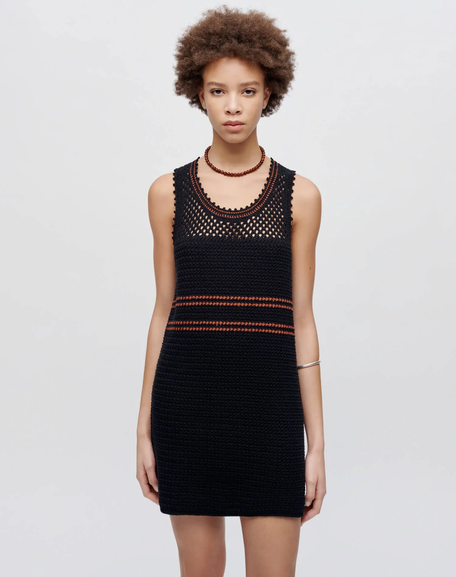 Crochet Mesh Dress - Black Combo sold by Re/Done