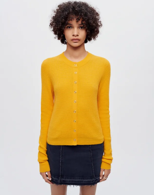Waffle Slim Cardigan - Clementine sold by Re/Done
