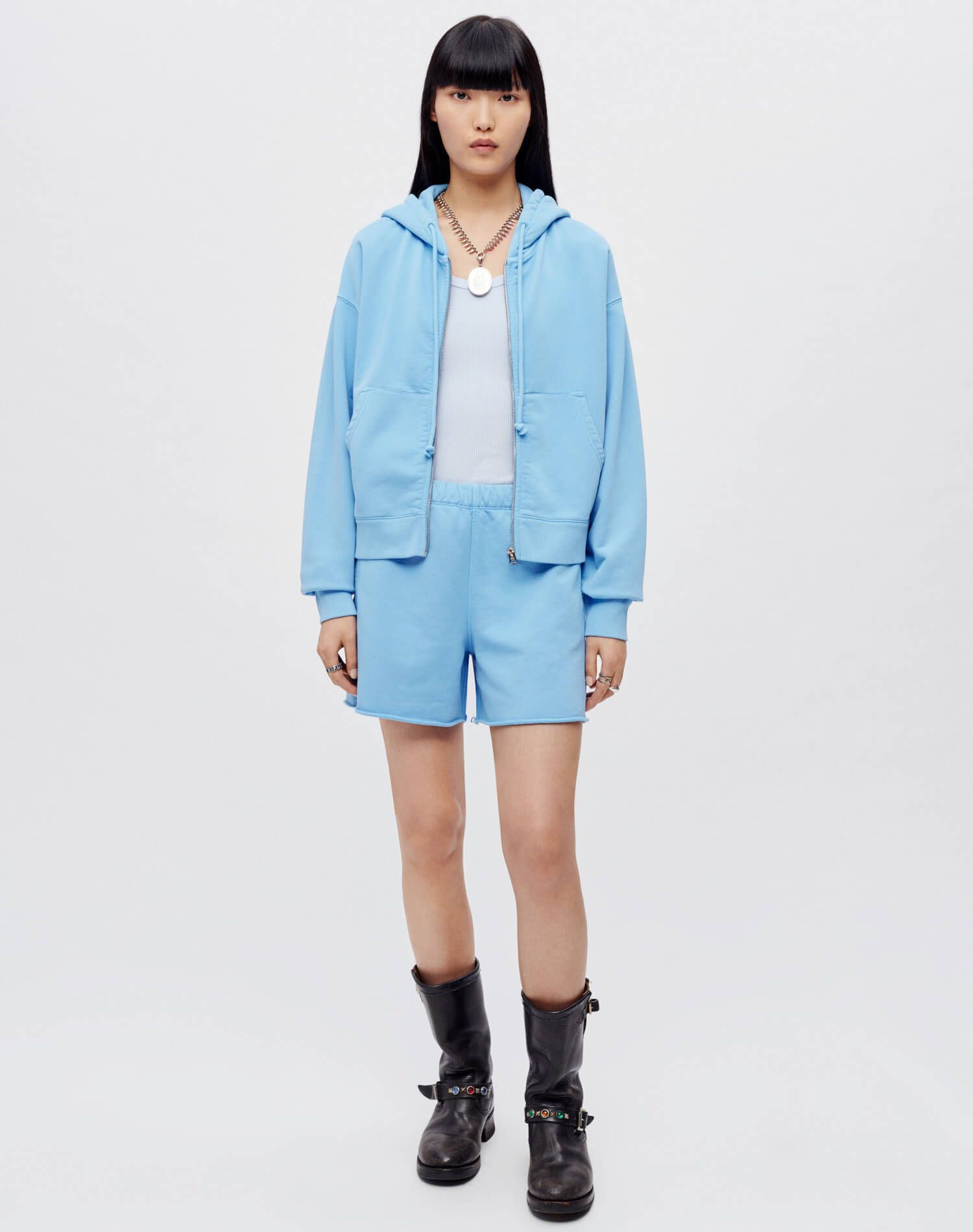 Relaxed Zip Hoodie - Carolina Blue sold by Re/Done