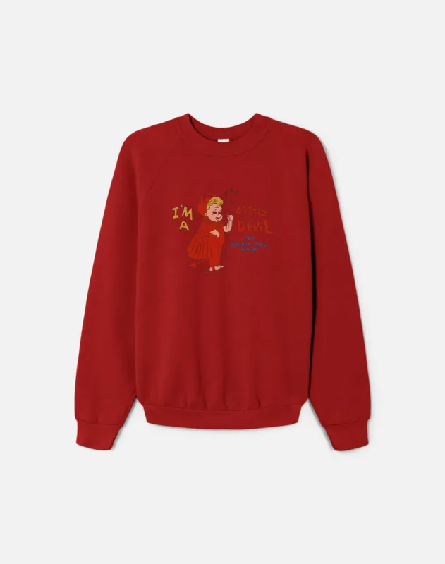 Upcycled "Little Devil" Sweatshirt in Burgundy - 11229756 sold by Re/Done
