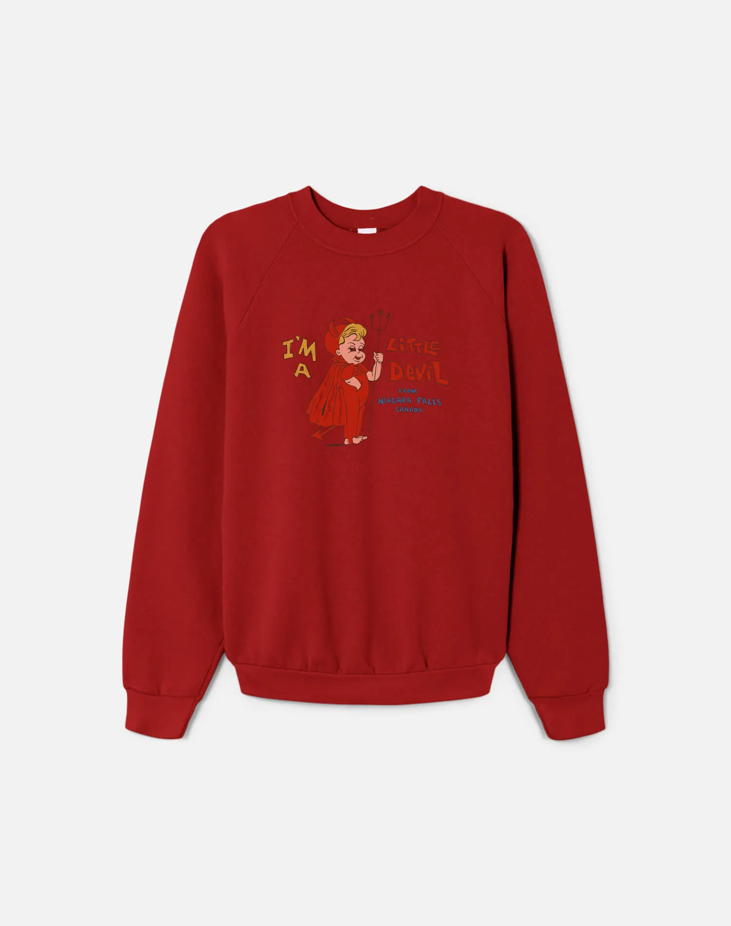 Upcycled "Little Devil" Sweatshirt in Burgundy - 11229756 sold by Re/Done