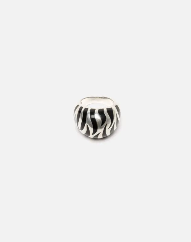 50s Zebra Enameled Sterling Silver Ring made by Re/Done