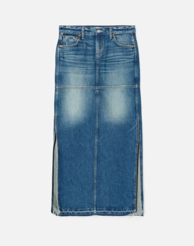 Mid Rise Split Skirt - Herbal Tint made by Re/Done