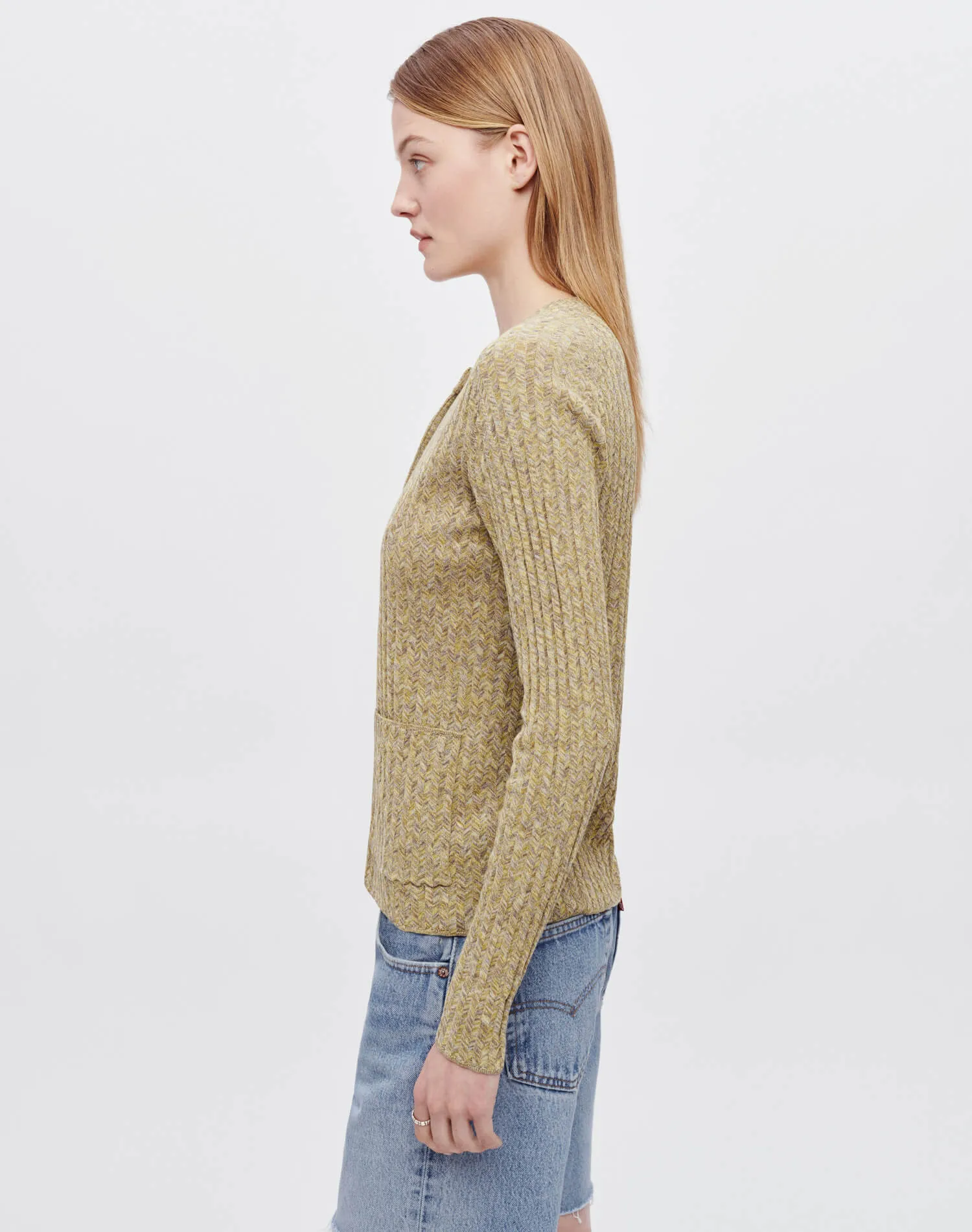 Chevron Rib Cardi - Pear sold by Re/Done product image thumbnail 4