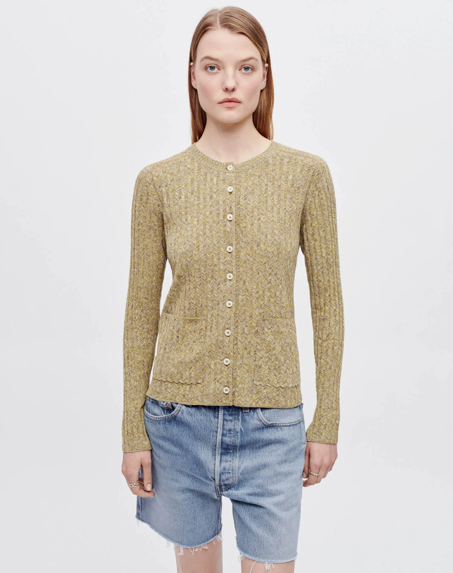 Chevron Rib Cardi - Pear sold by Re/Done