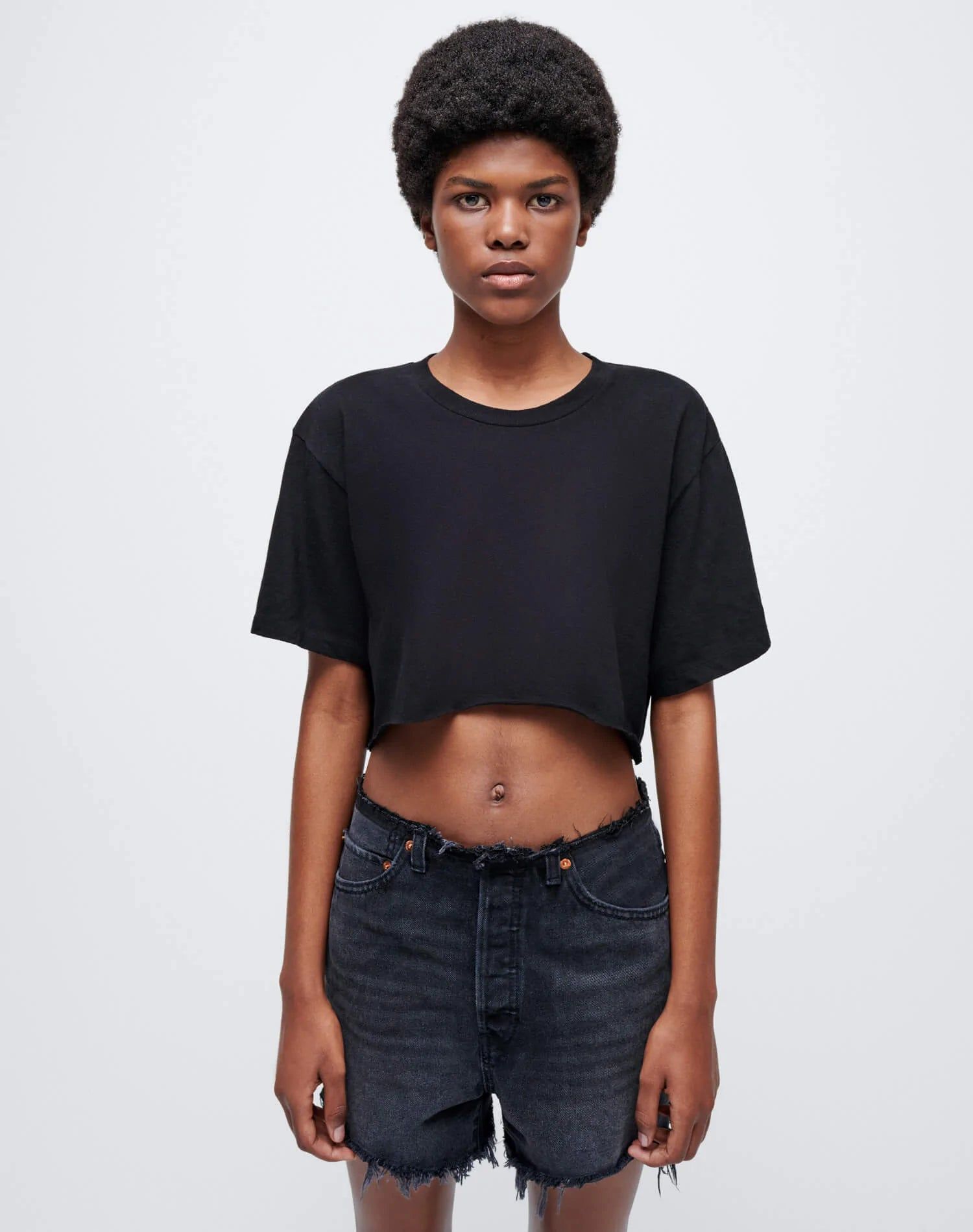 Cropped Loose Tee - Black sold by Re/Done product image thumbnail 4