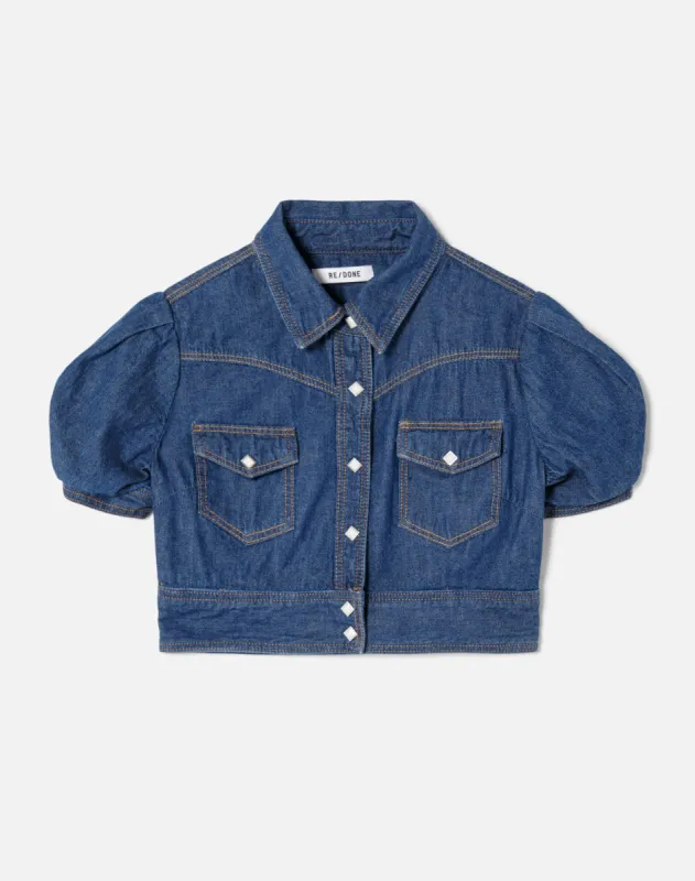 Midriff Denim Top - Rinse Wash sold by Re/Done