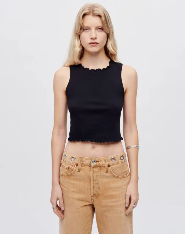 Hanes Crinkle High Neck Tank - Black made by Hanes