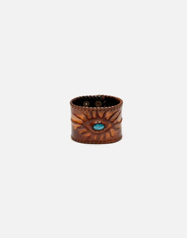 70s Leather Turquoise Cuff made by Re/Done