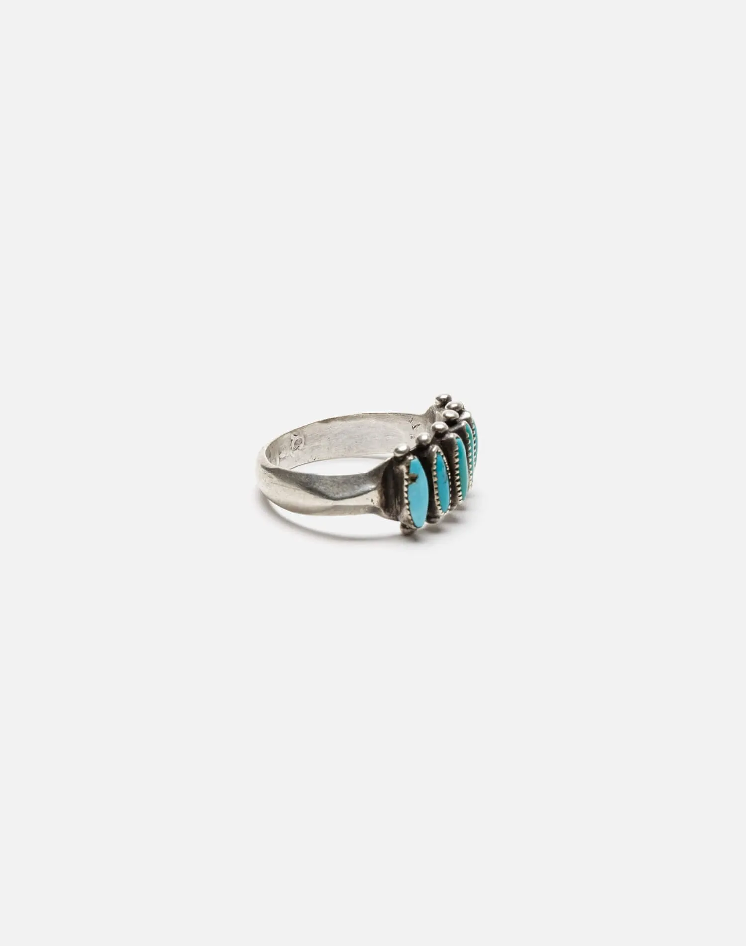 1950s Zuni Turquoise 6 Stone Petit Point Sterling Ring sold by Re/Done product image thumbnail 2